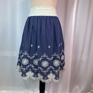 Vintage Metro Wear Pleated Skirt Sz M Midi Skirt Embroidered Scalloped Cottage